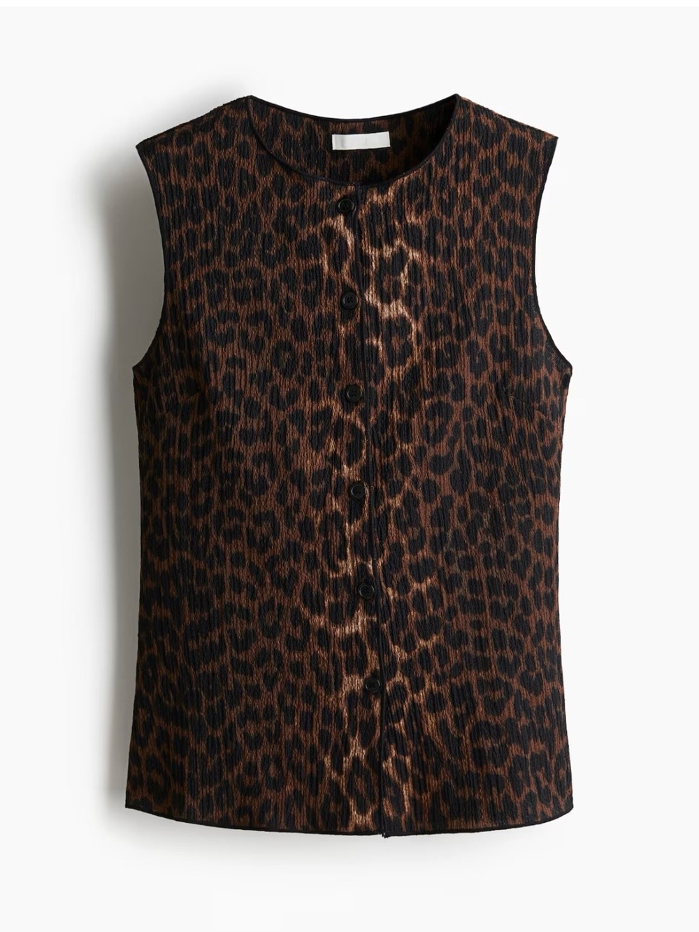 H&M Sleeveless Leopard Print Button-Front Top - Brown/Black